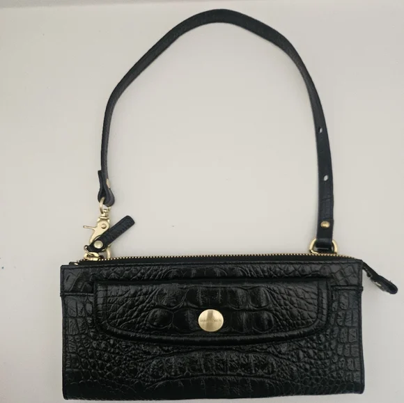 Brahmin Rory Black Crocodile Embossed Leather Clutch - Picture 6 of 6